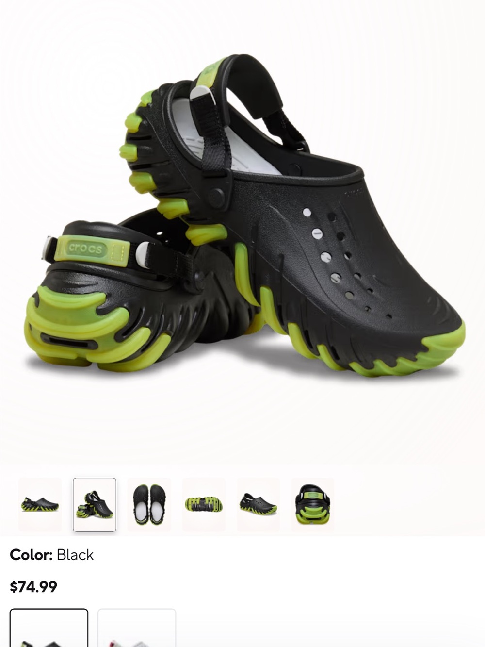 CROCS Black and Neon Green Classic All-Terrain Clog